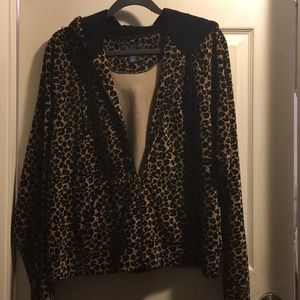 Hooded leopard sweatshirt, velour